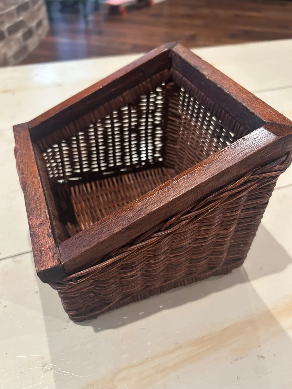 Vintage Brown Woven Square Storage Basket - Home Accents